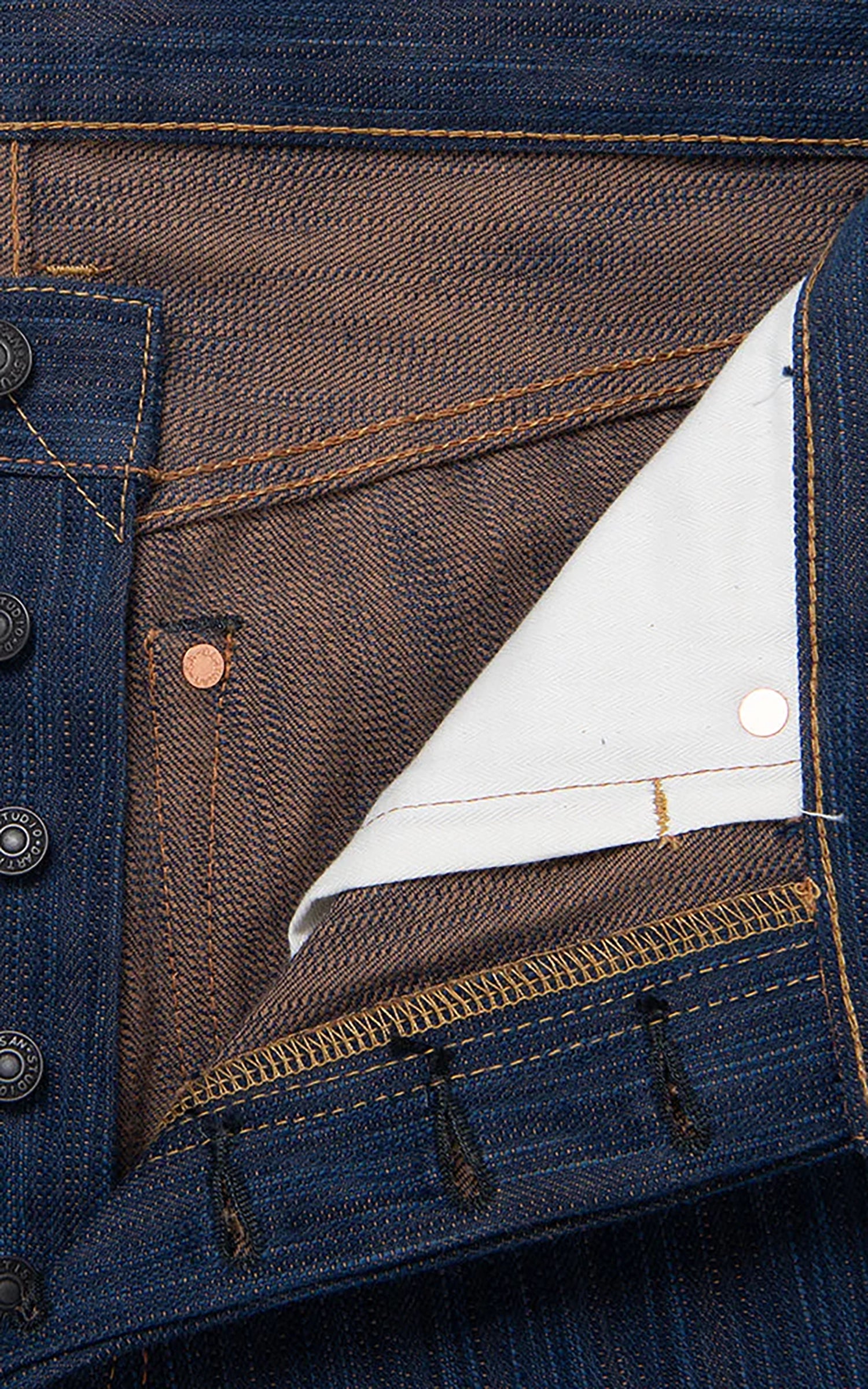 Studio D'Artisan D1905 "Awa Sho-Ai Kakishibu" Regular Straight Selvedge Jeans One Wash Indigo