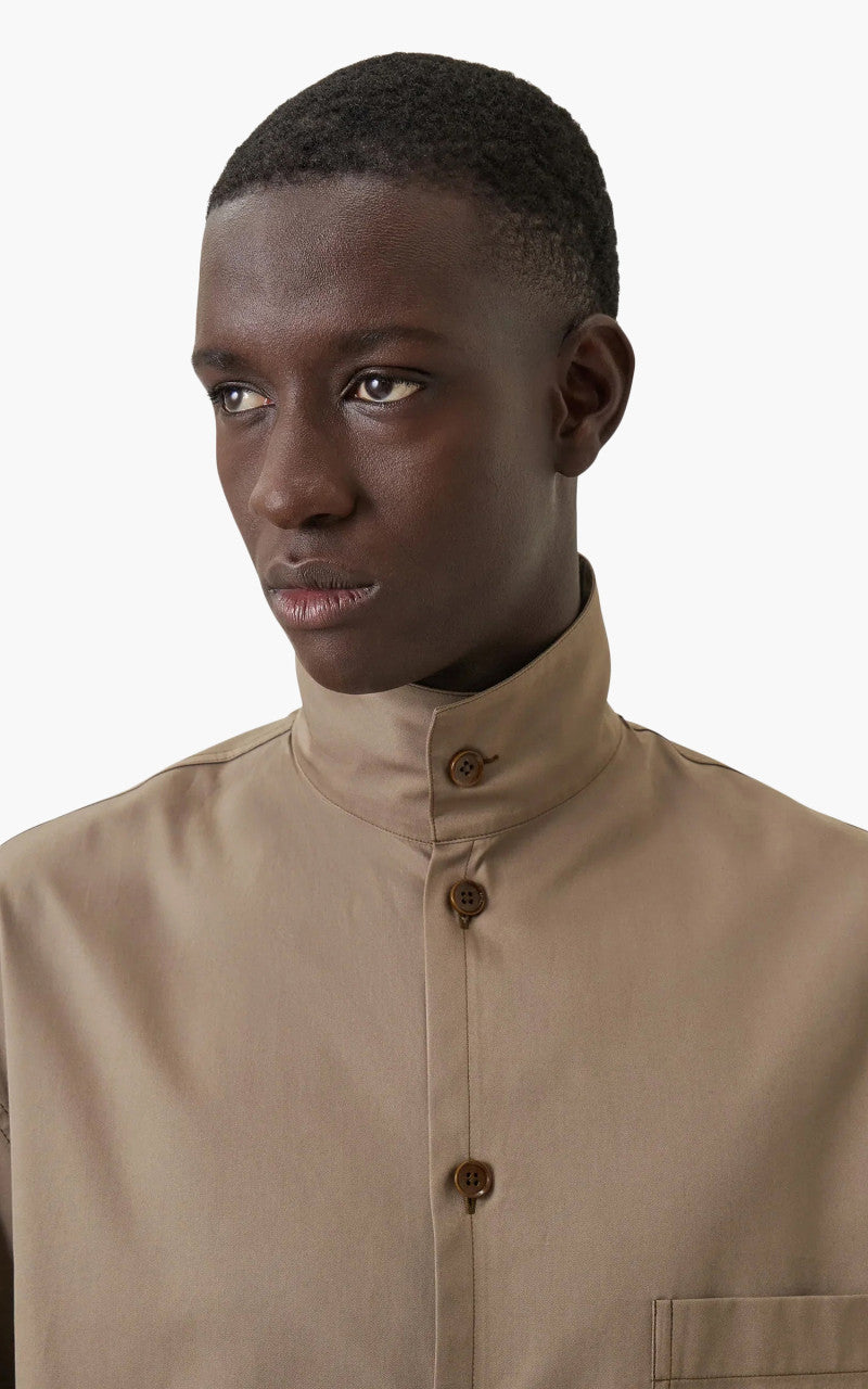 Lemaire Stand Collar Shirt Cotton Twill Squirrel
