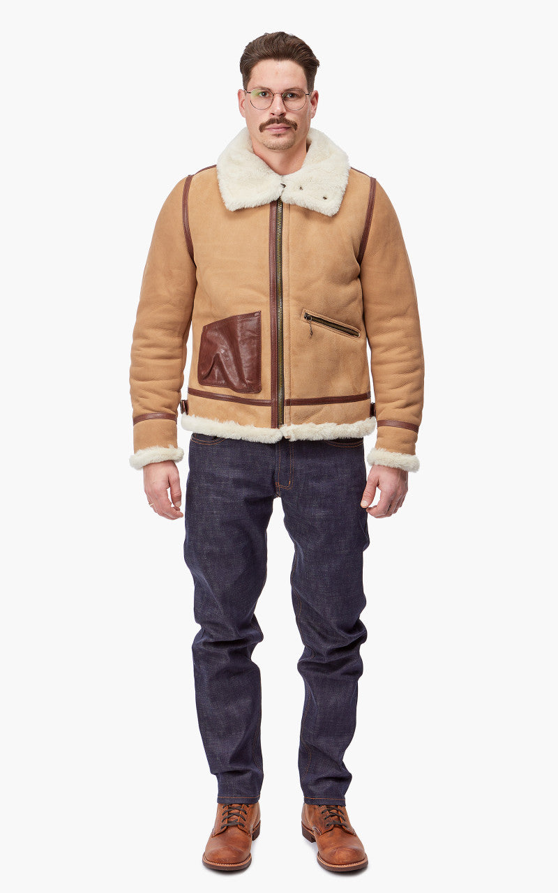 Shangri-La Heritage Aviatore B-3 Shearling Leather Jacket Sabbia