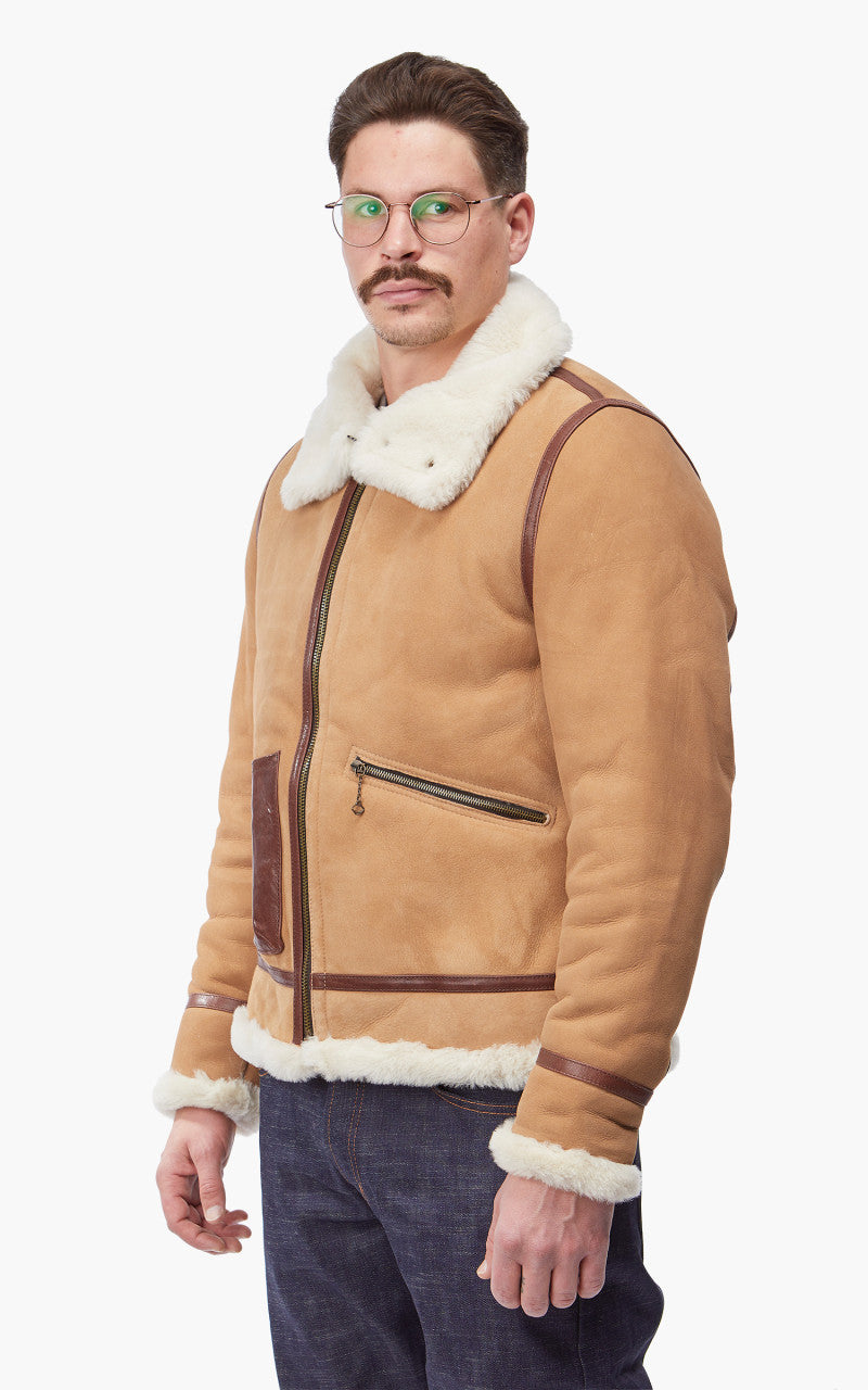 Shangri-La Heritage Aviatore B-3 Shearling Leather Jacket Sabbia