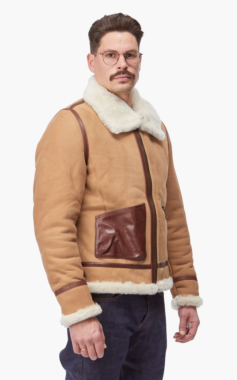 Shangri-La Heritage Aviatore B-3 Shearling Leather Jacket Sabbia