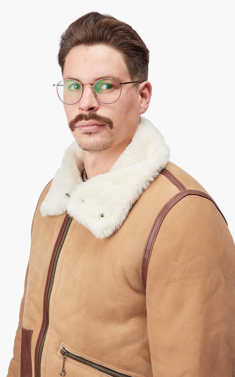Shangri-La Heritage Aviatore B-3 Shearling Leather Jacket Sabbia