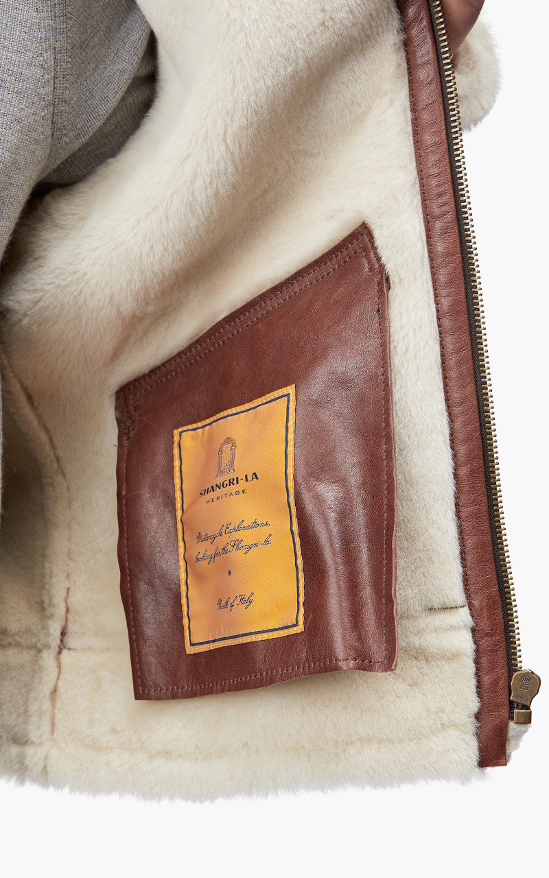 Shangri-La Heritage Aviatore B-3 Shearling Leather Jacket Sabbia