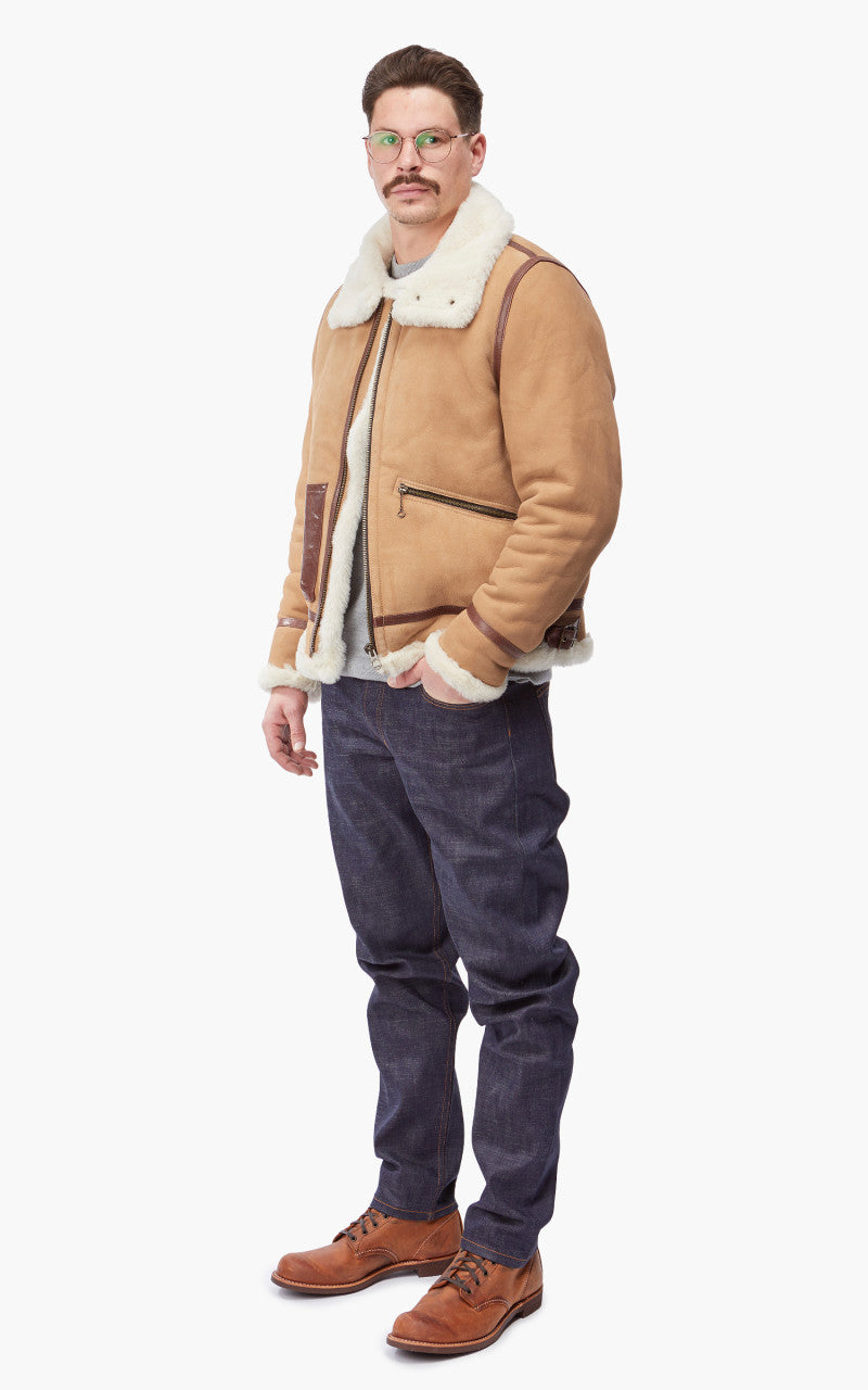 Shangri-La Heritage Aviatore B-3 Shearling Leather Jacket Sabbia