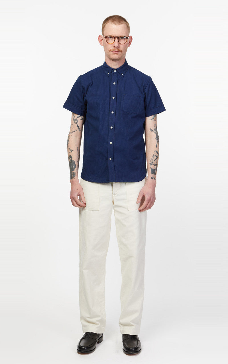 3sixteen Short Sleeve Button Down Shirt Sashiko Indigo