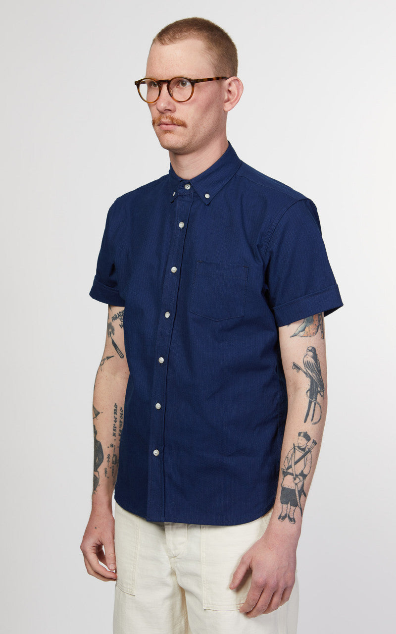 3sixteen Short Sleeve Button Down Shirt Sashiko Indigo