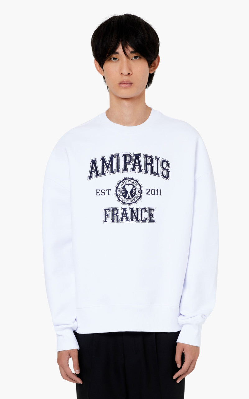 AMI Paris France Crewneck Sweatshirt White