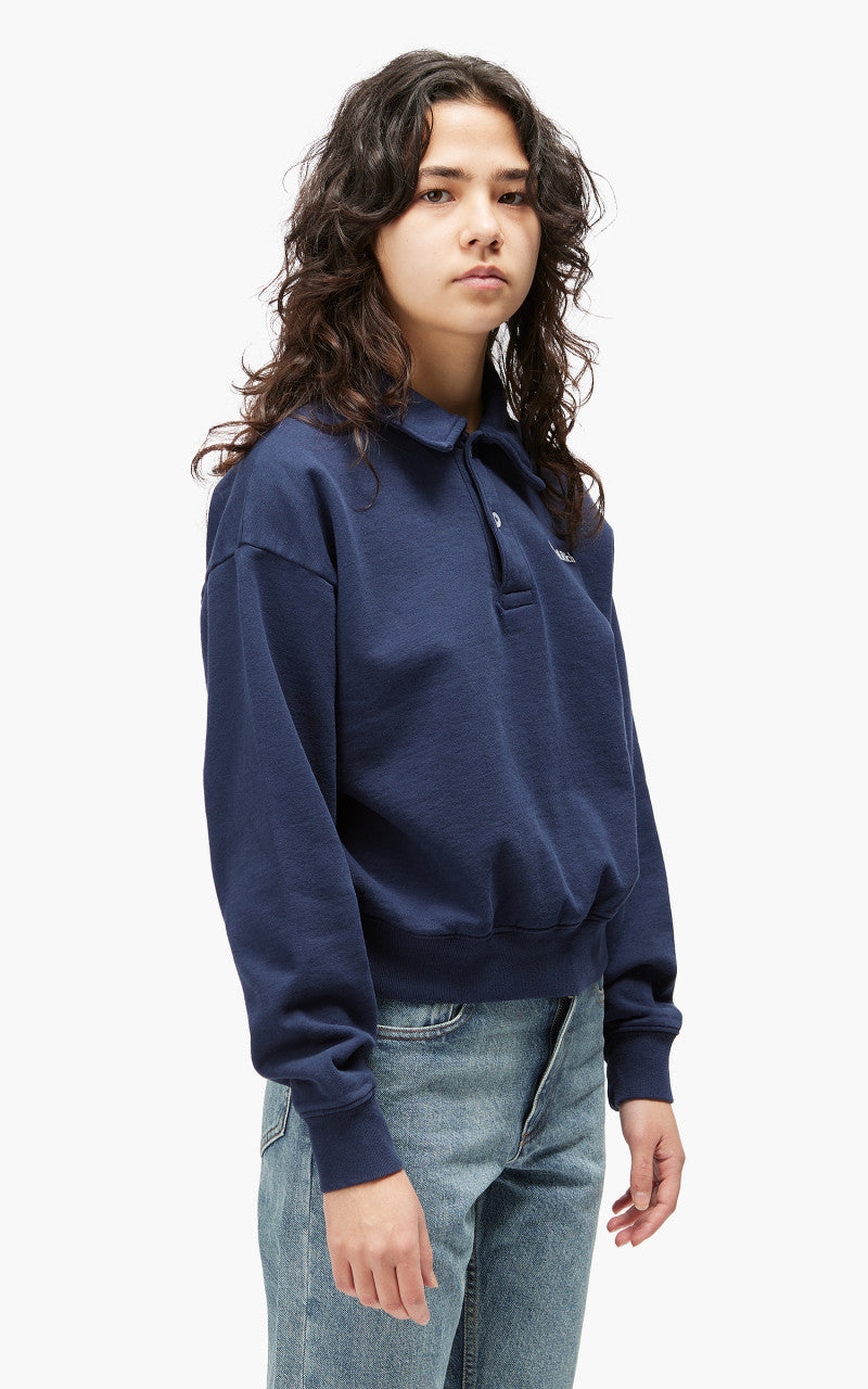 Sporty & Rich Serif Logo Embroidered Polo Navy