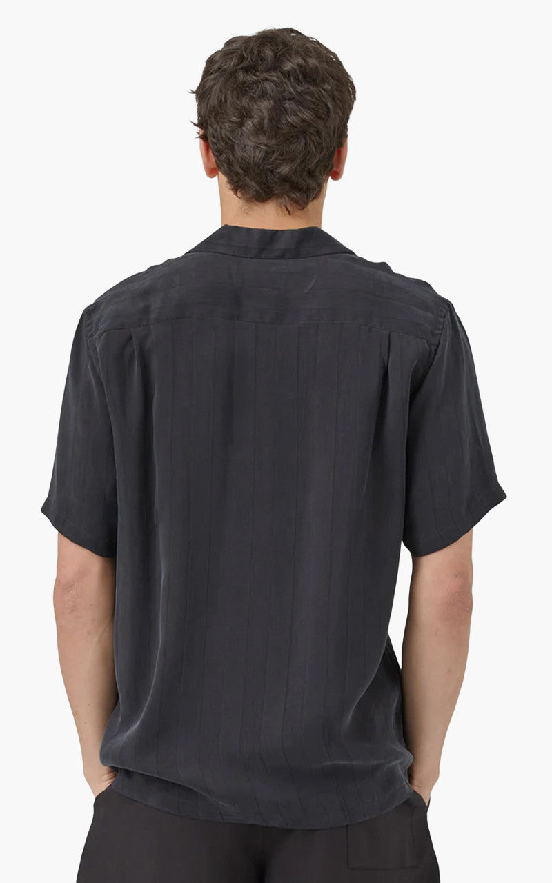 Portuguese Flannel Cupro Camp Collar Shirt Black