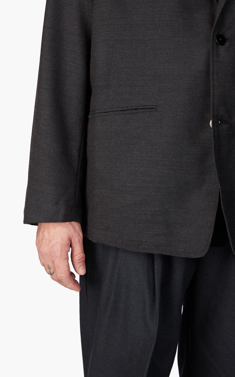 Still By Hand Relaxed Wool Jacket Charcoal