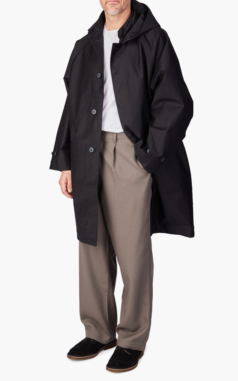 Still By Hand Moleskin Hooded Coat Black