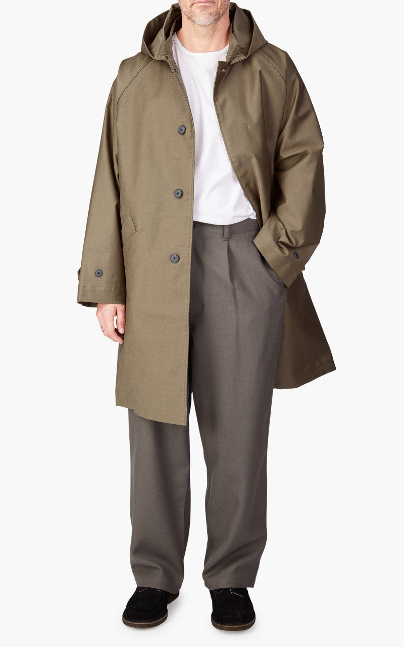 Still By Hand Moleskin Hooded Coat Khaki Beige