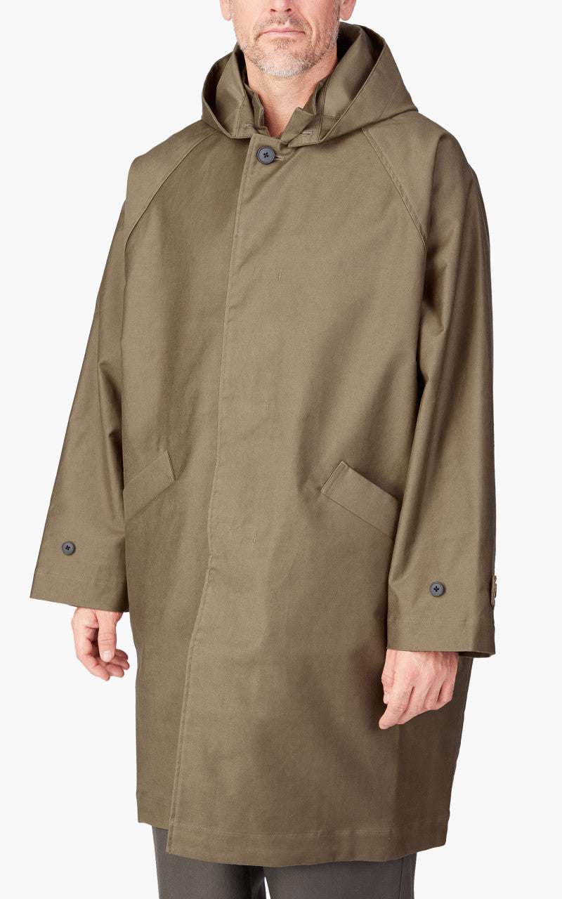 Still By Hand Moleskin Hooded Coat Khaki Beige