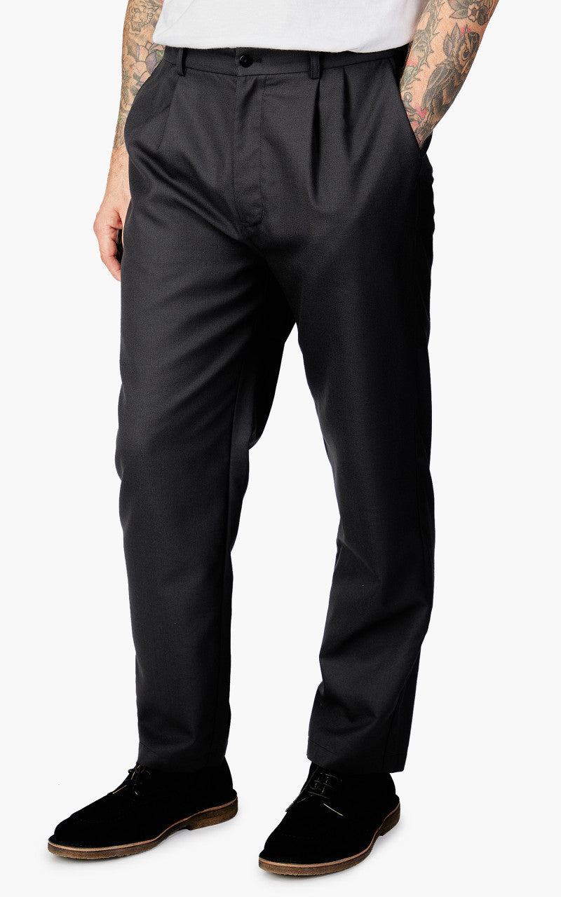 Still By Hand Relaxed Wool Pants Ink Black