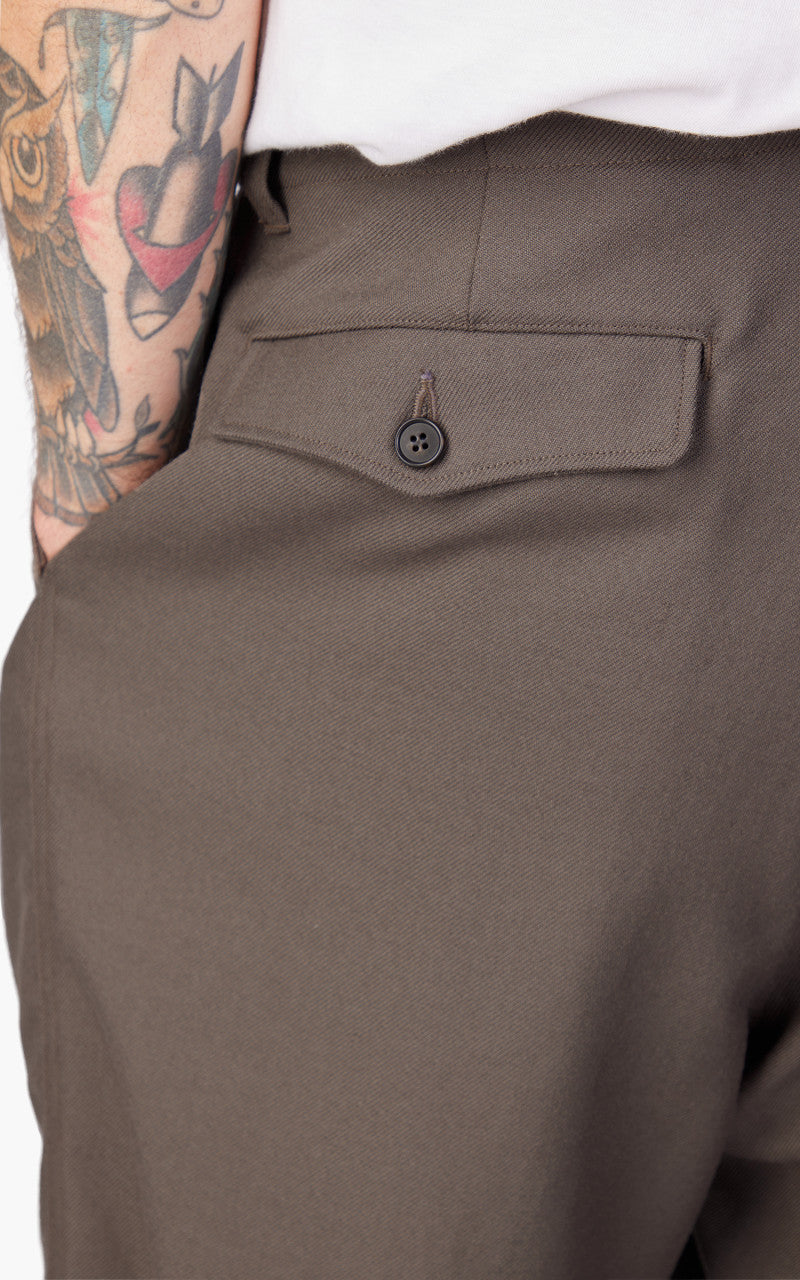 Still By Hand Wide Wool Pants Khaki