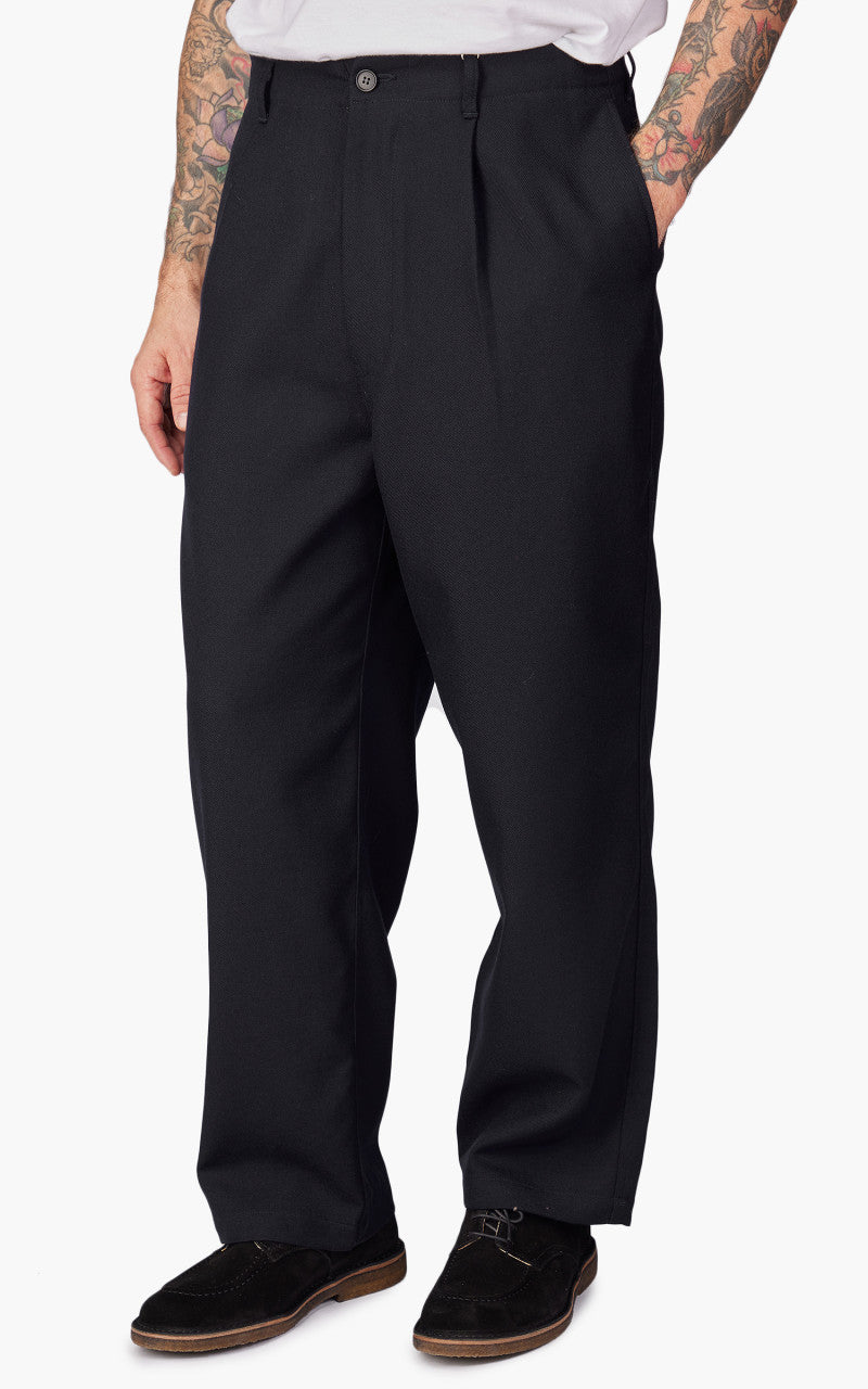 Still By Hand Wide Wool Pants Navy