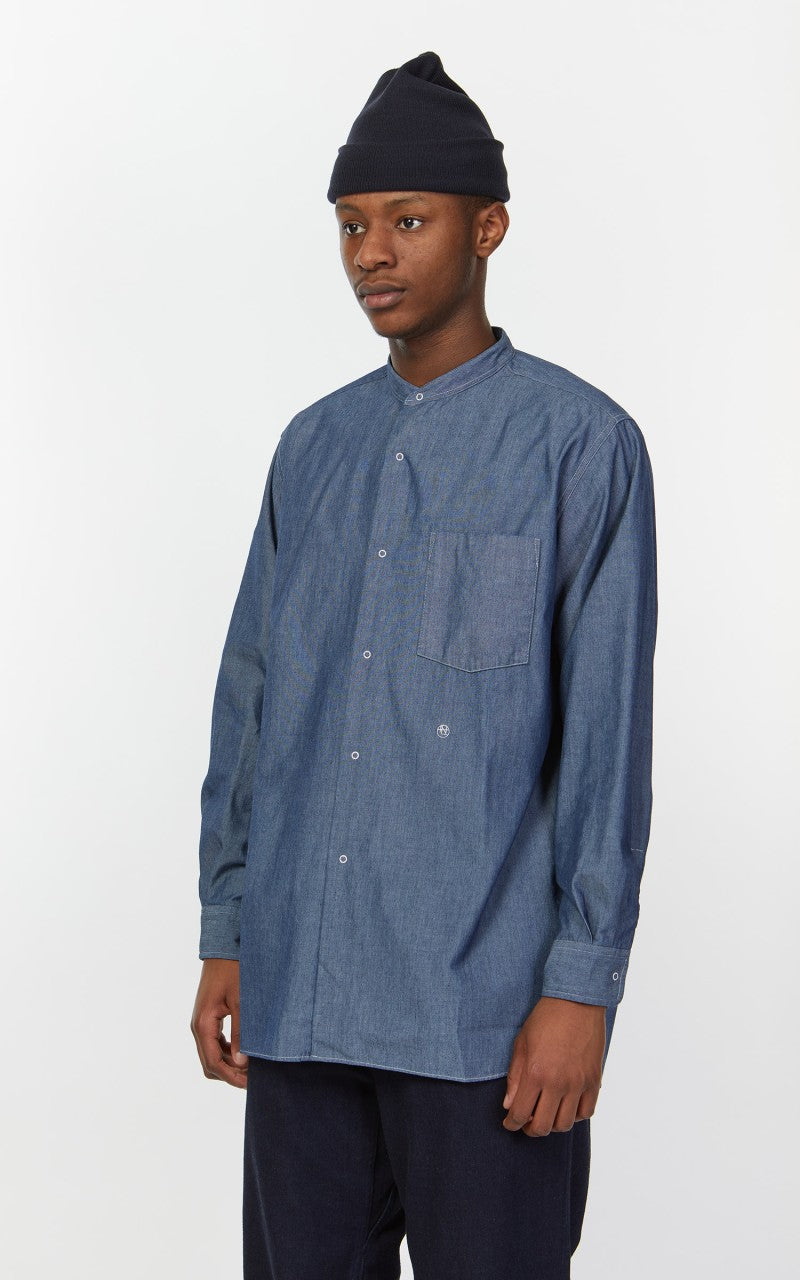 Nanamica Band Collar Wind Shirt Indigo