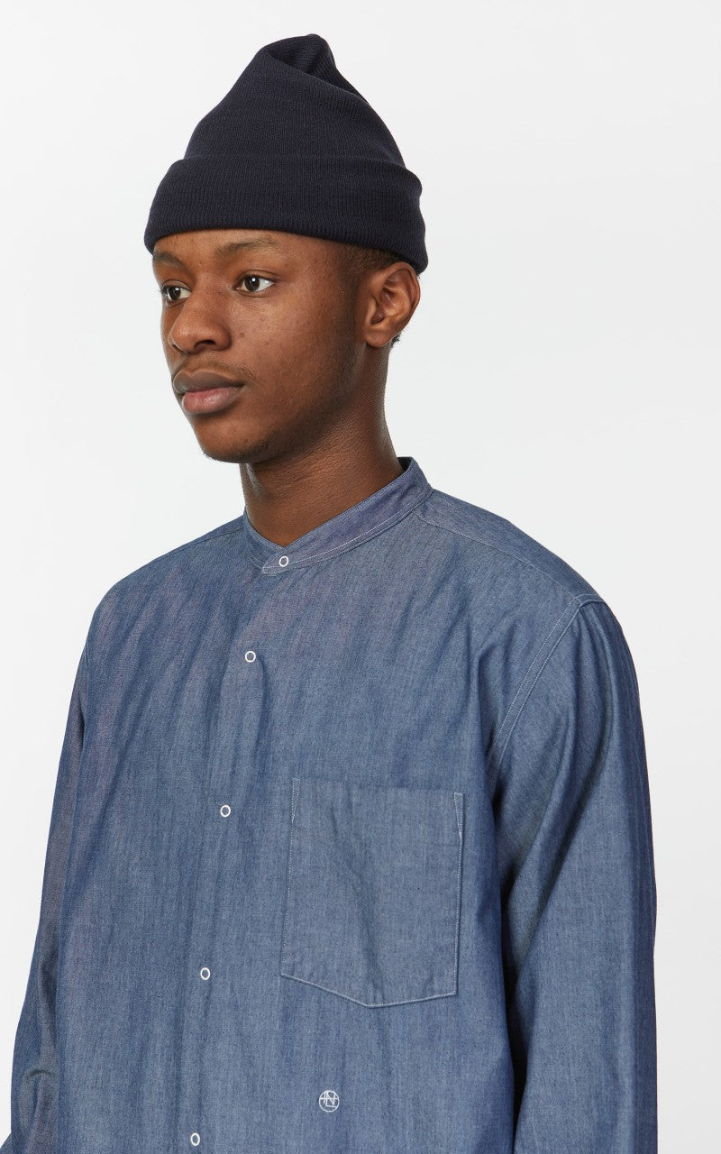 Nanamica Band Collar Wind Shirt Indigo