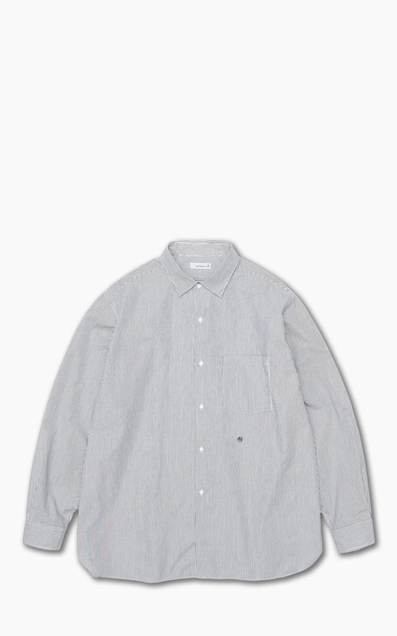 Nanamica Regular Collar Stripe Wind Shirt Black