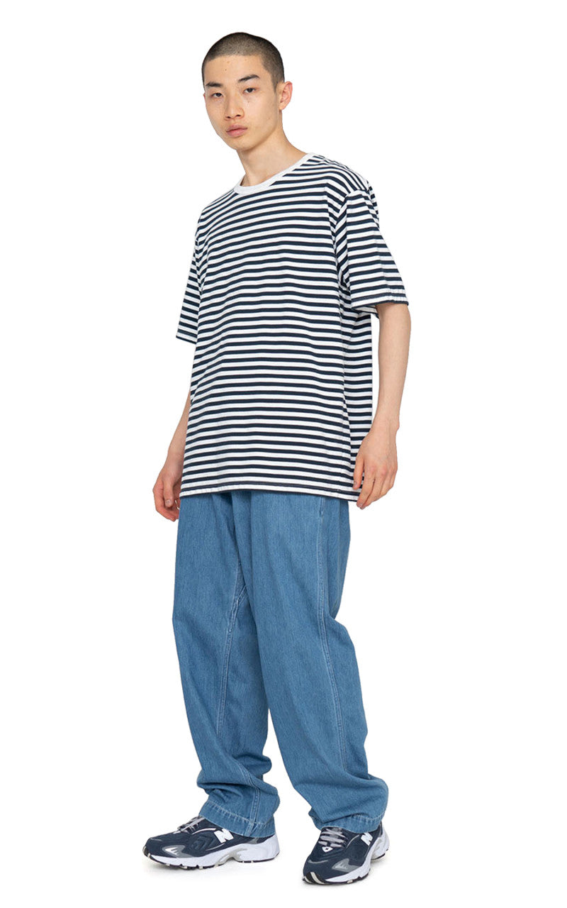 Nanamica COOLMAX Striped Jersey Tee Navy/White