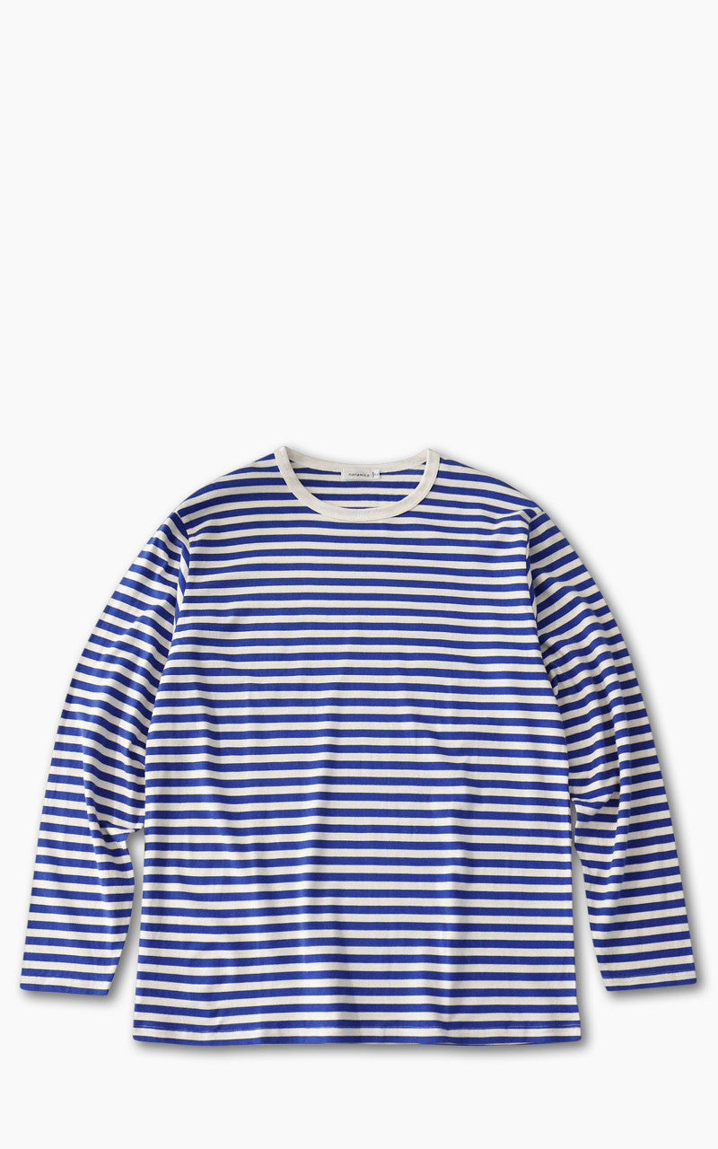 Nanamica COOLMAX Stripe Jersey L/S Tee Royal Blue/White