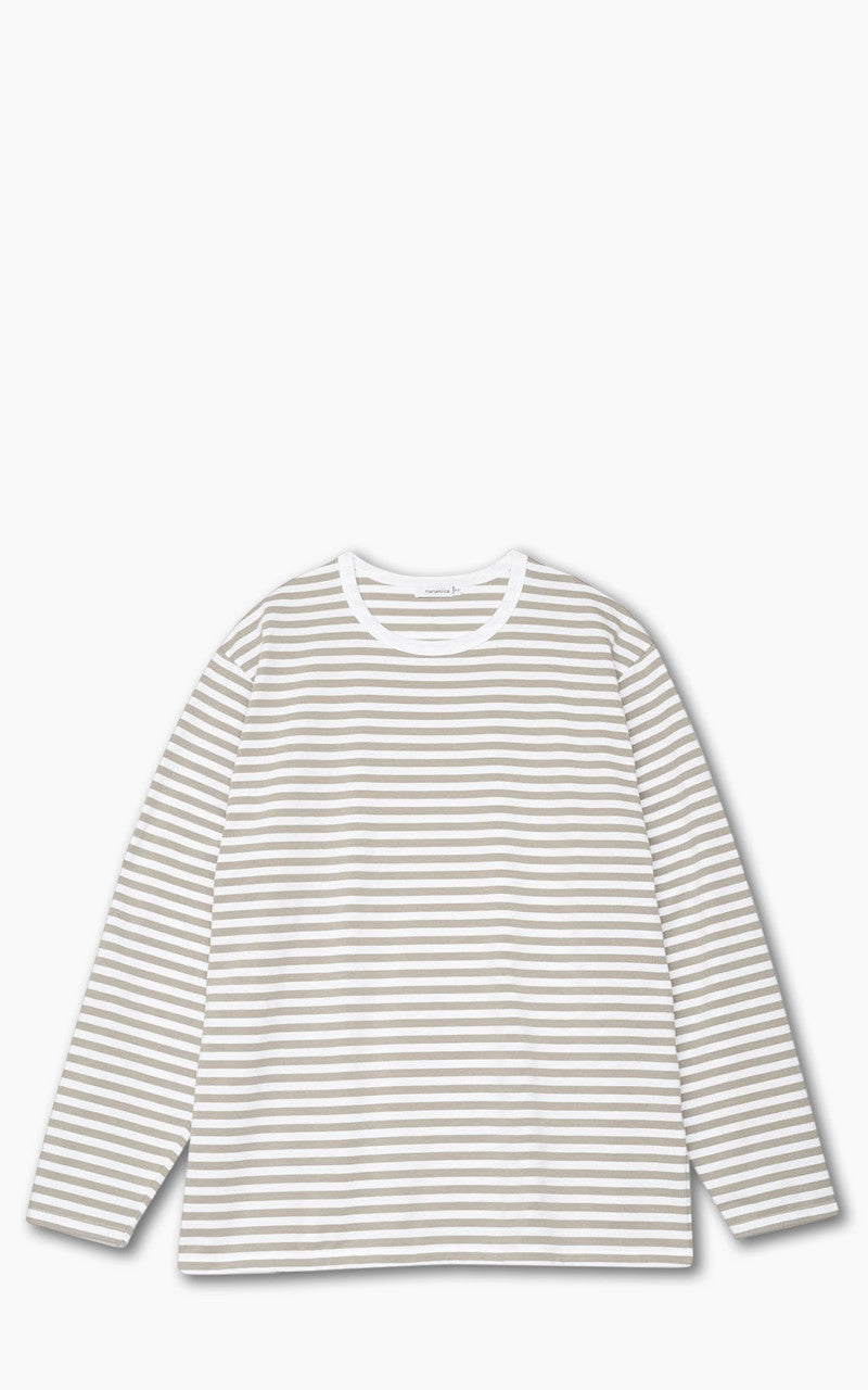 Nanamica COOLMAX Stripe Jersey L/S Tee Taupe/White