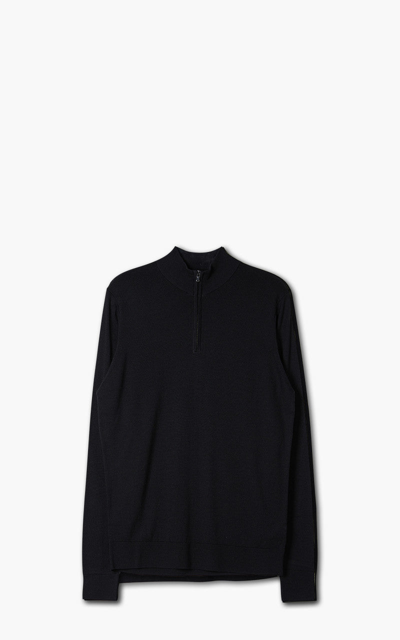 Sunspel Wool Half Zip Sweater Black
