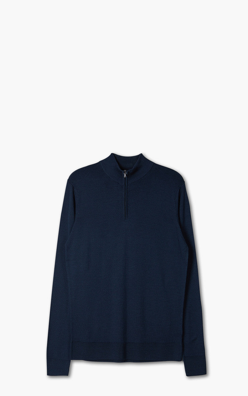 Sunspel Wool Half Zip Sweater Light Navy
