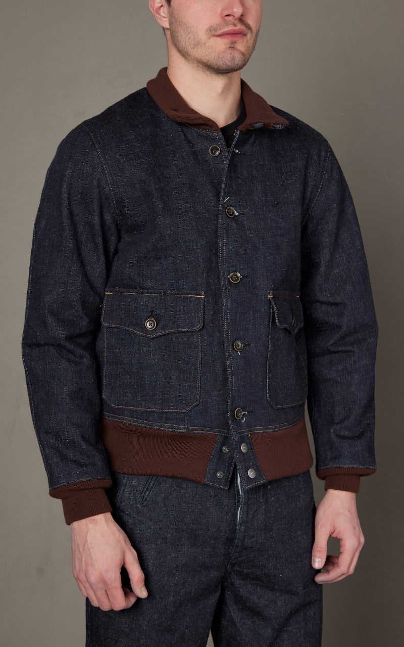 Samurai Jeans S100DAJ23 Denim A-1 Flight Jacket Indigo 17oz