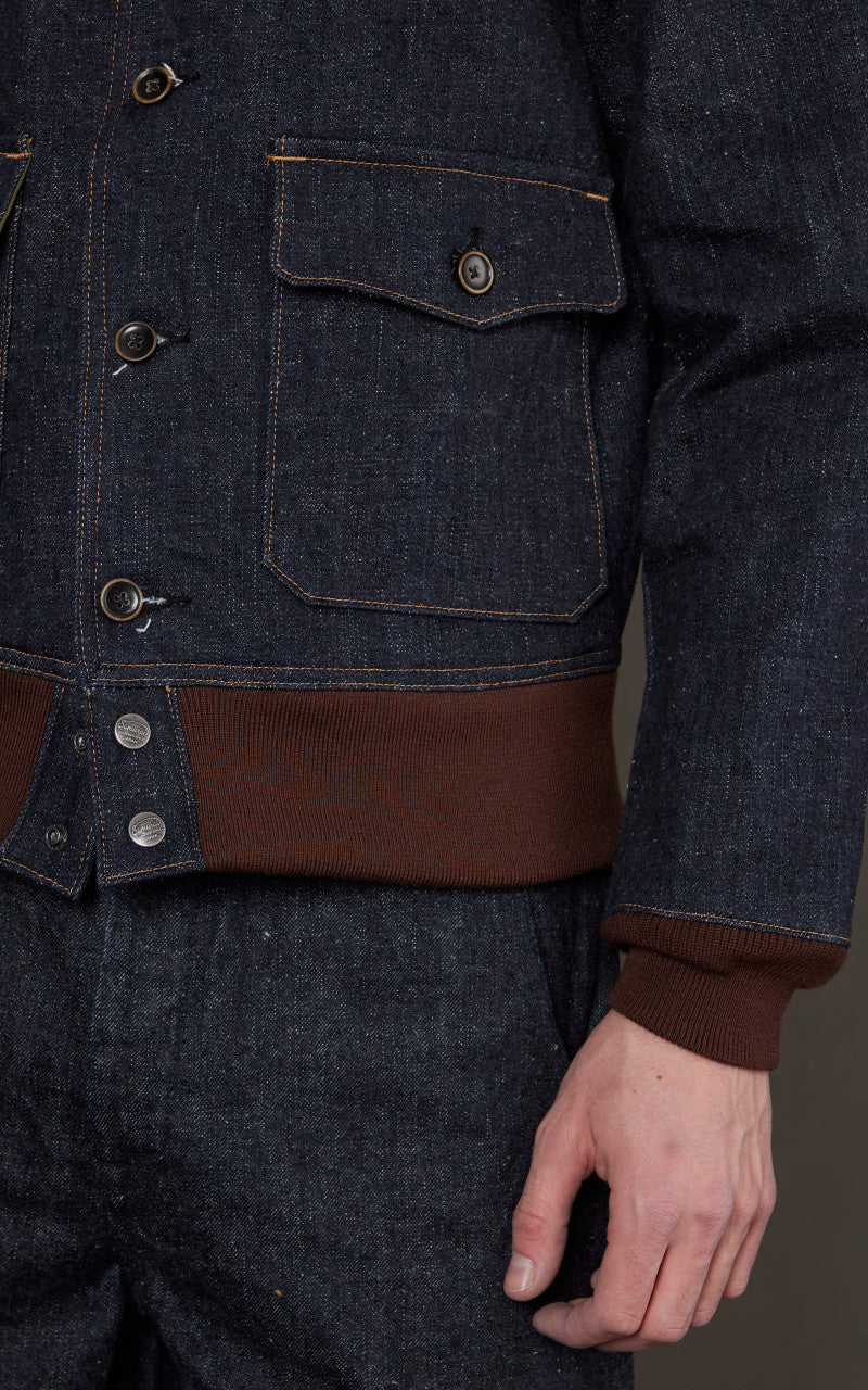 Samurai Jeans S100DAJ23 Denim A-1 Flight Jacket Indigo 17oz