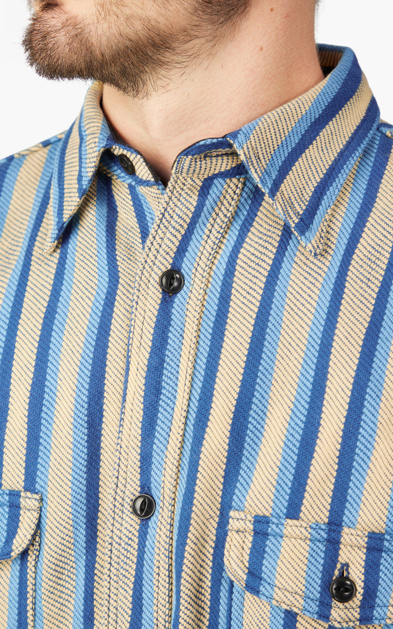 Samurai Jeans SDN23-01 “Drunk Stripe" Flannel Work Shirt Yellow