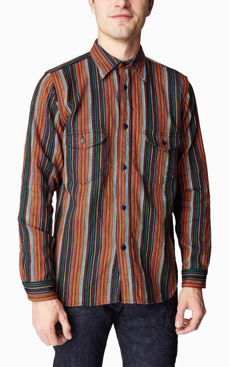 Samurai Jeans SIN23-02W Heavyweight Slubby Flannel Shirt Orange