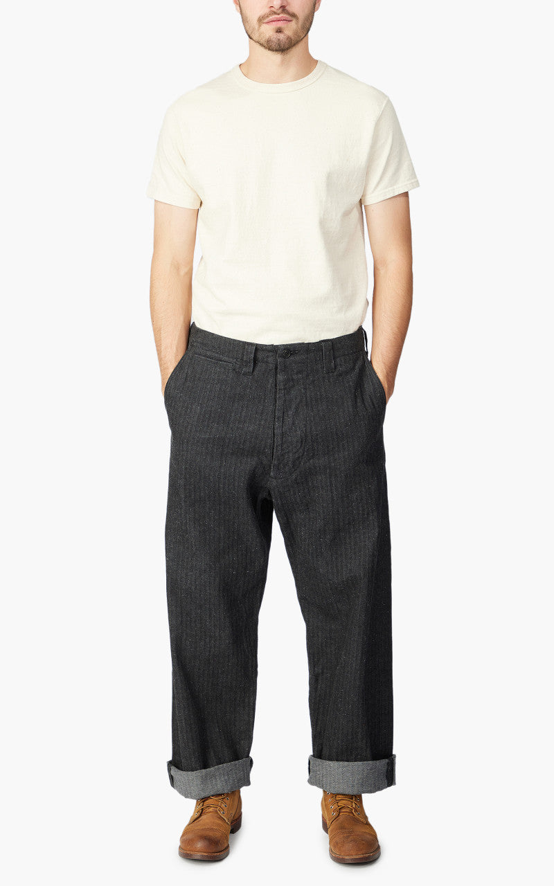 Samurai Jeans SWC600C23-HB Wide Work Pants Neppy HBT Black 13oz