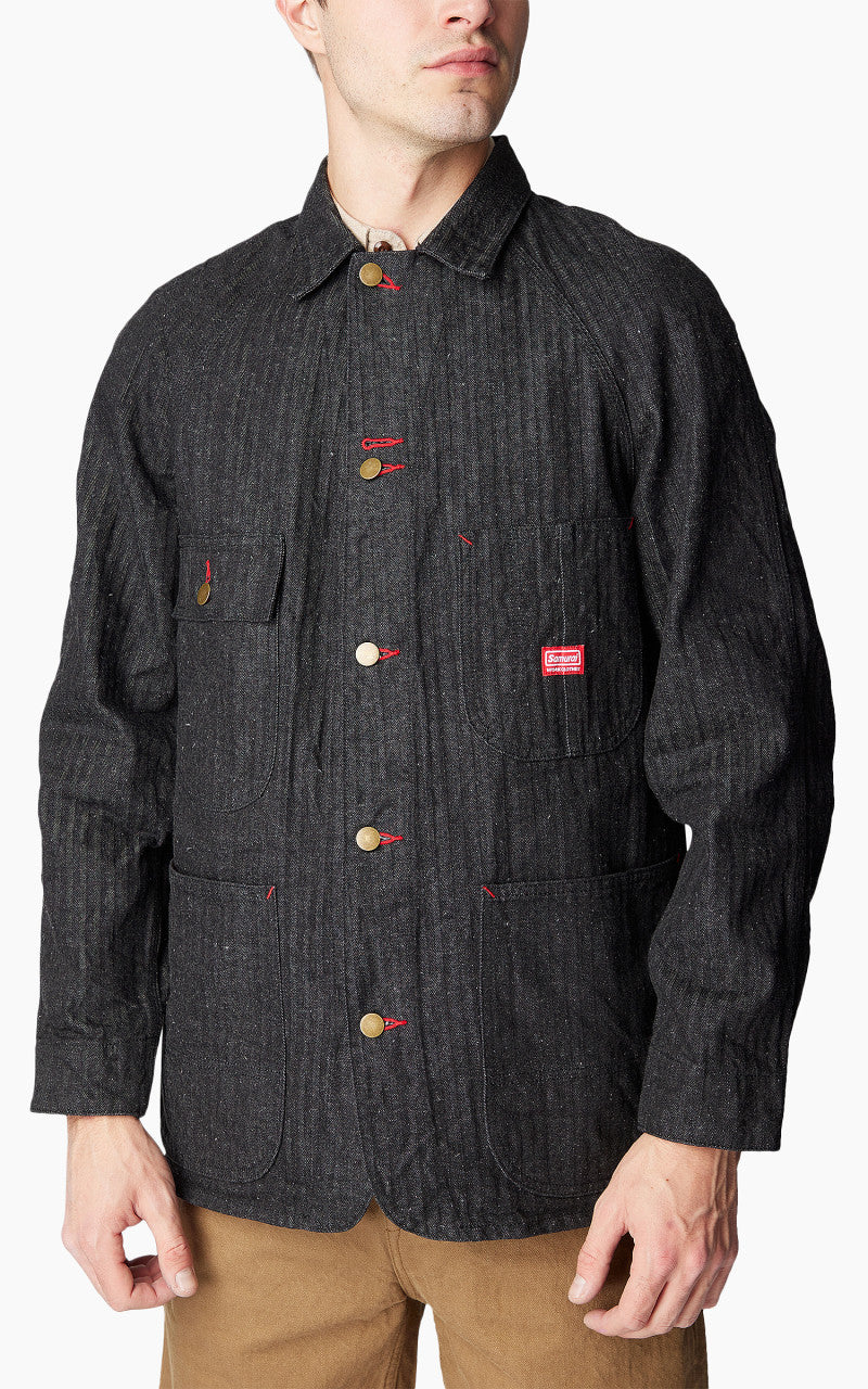 Samurai Jeans SWCCA-HB Chore Jacket Neppy HBT Black 13oz