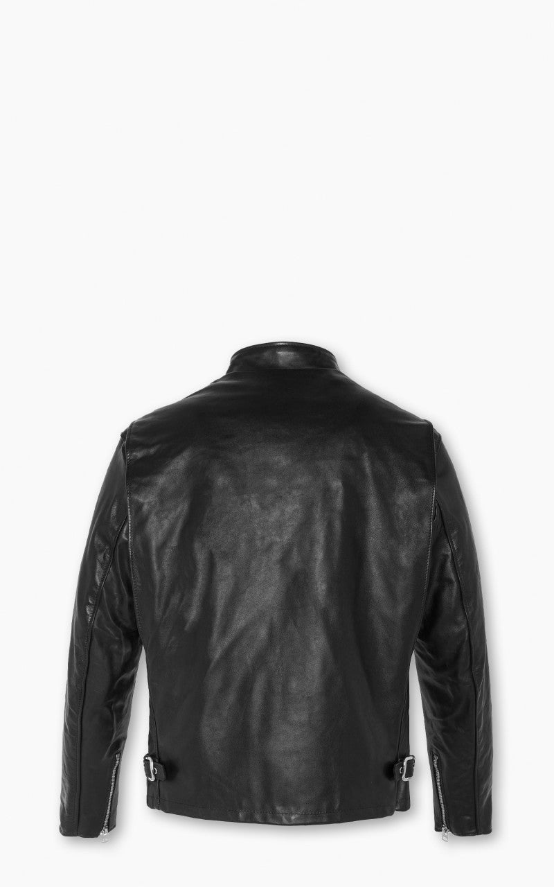 Schott NYC 141 Classic Cafe Racer Leather Motorcycle Jacket Black