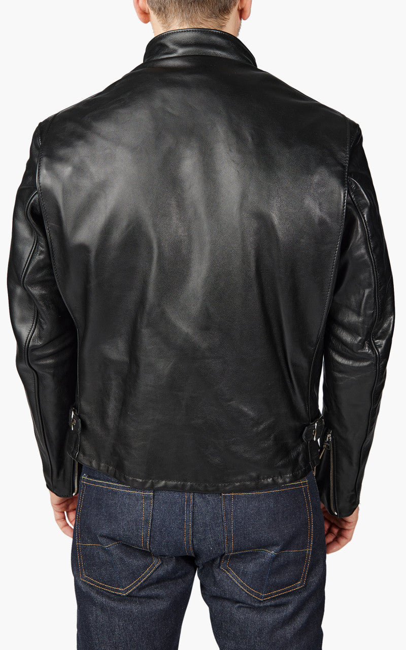 Schott NYC 141 Classic Cafe Racer Leather Motorcycle Jacket Black