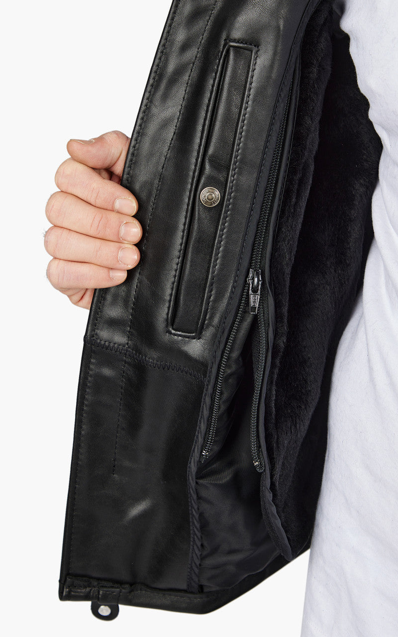 Schott NYC 141 Classic Cafe Racer Leather Motorcycle Jacket Black