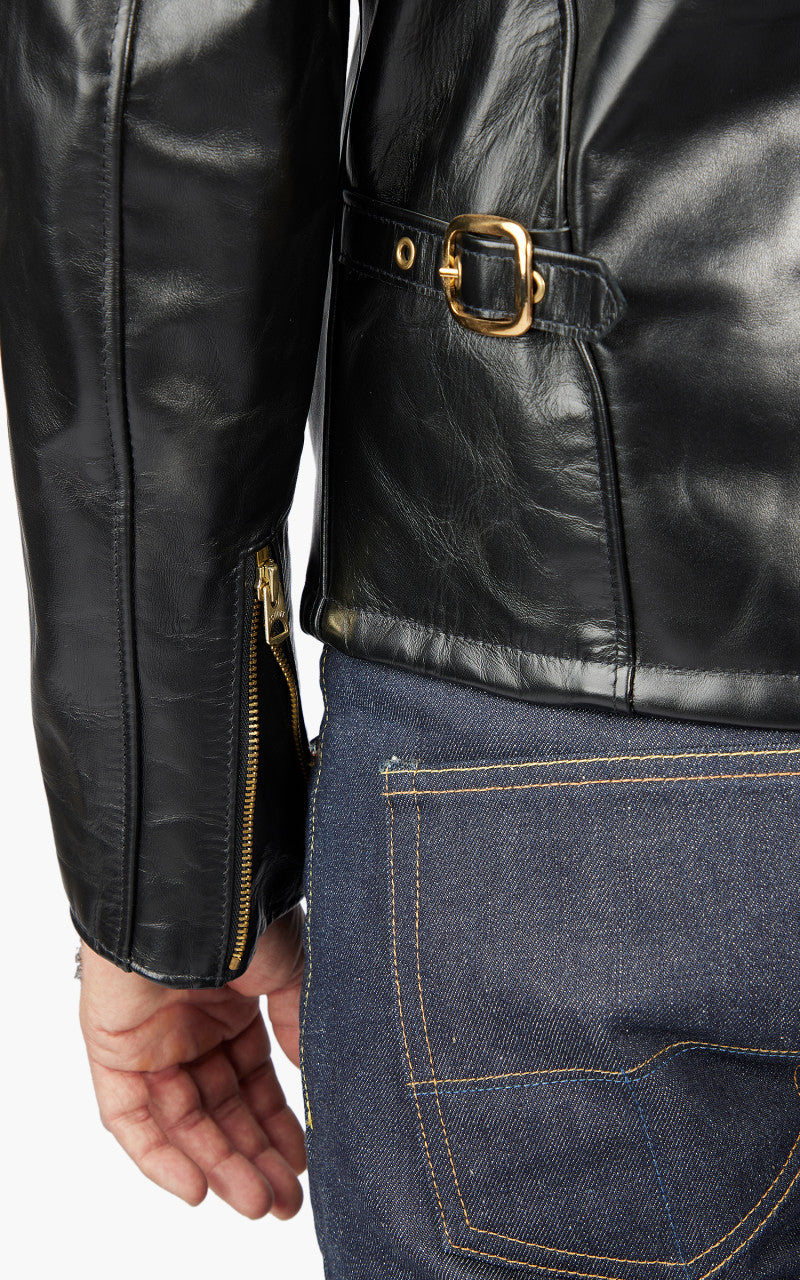 Schott NYC 689H Racer Motorcycle Leather Jacket Black