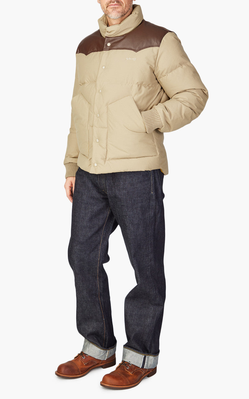 Schott NYC Blackburn Rancher Puffer Jacket Beige