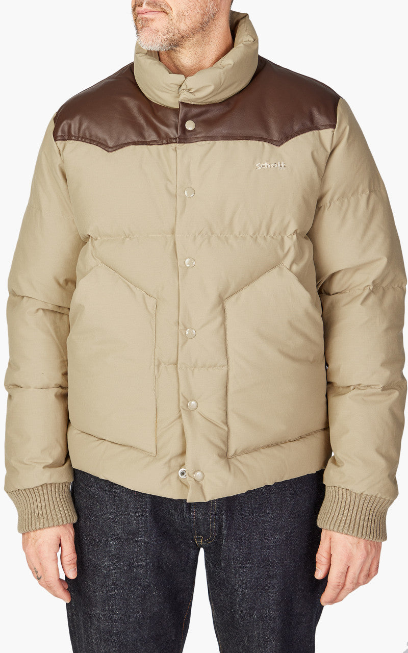 Schott NYC Blackburn Rancher Puffer Jacket Beige