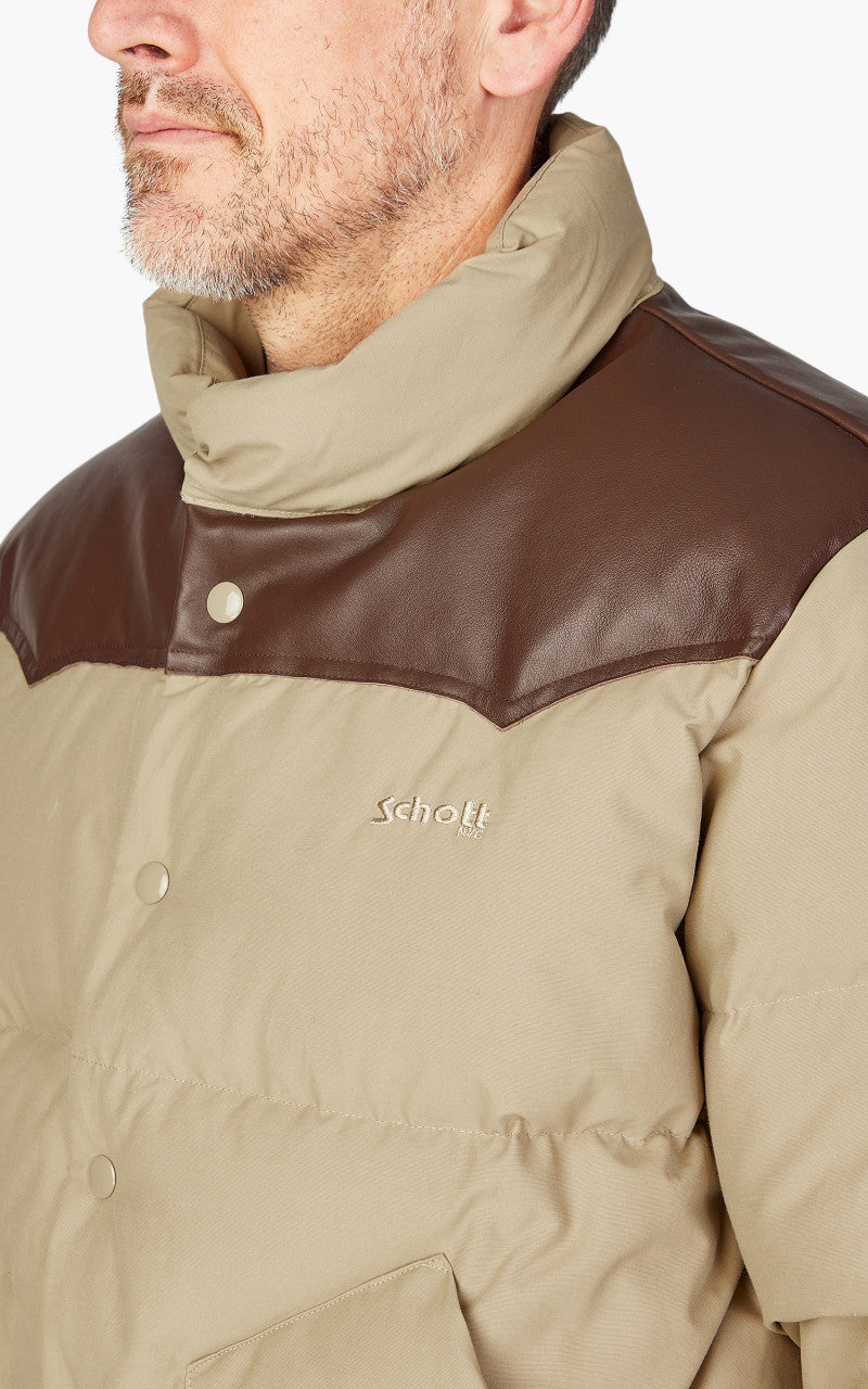 Schott NYC Blackburn Rancher Puffer Jacket Beige