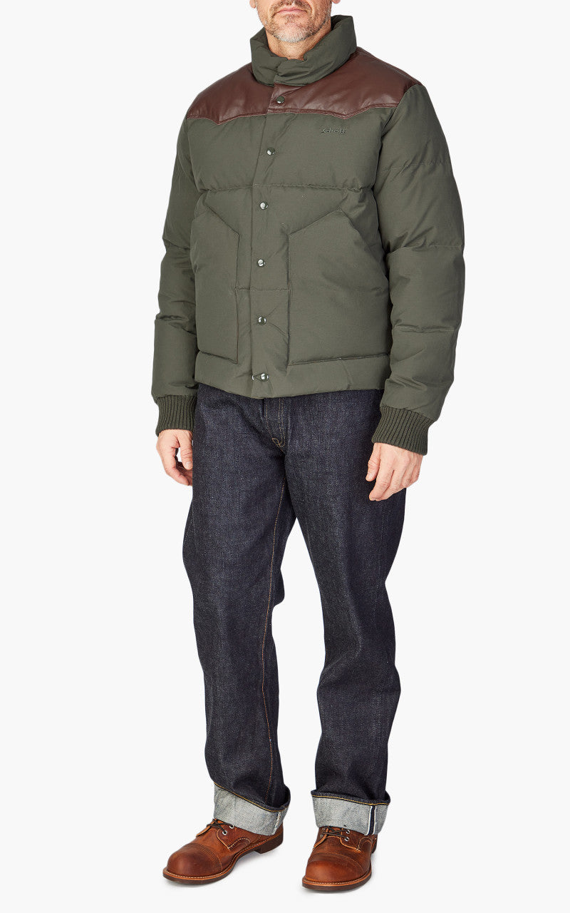 Schott NYC Blackburn Rancher Puffer Jacket Khaki