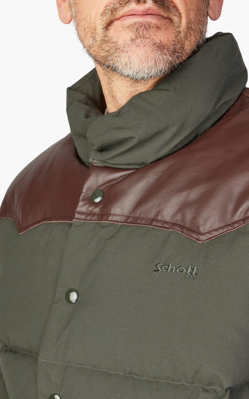 Schott NYC Blackburn Rancher Puffer Jacket Khaki