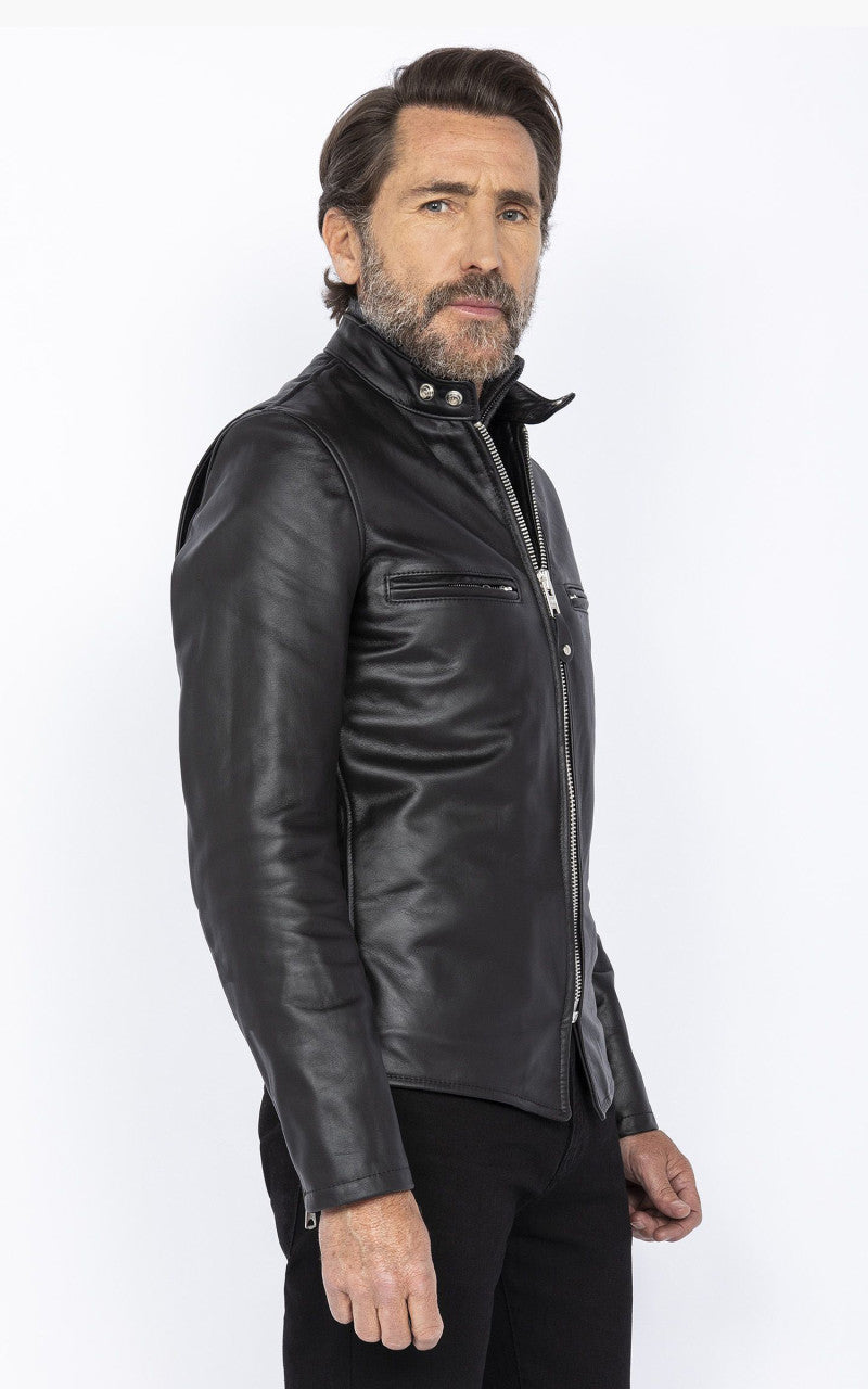 Schott NYC Racer Leather Jacket 100th Anniversary Mythical Black