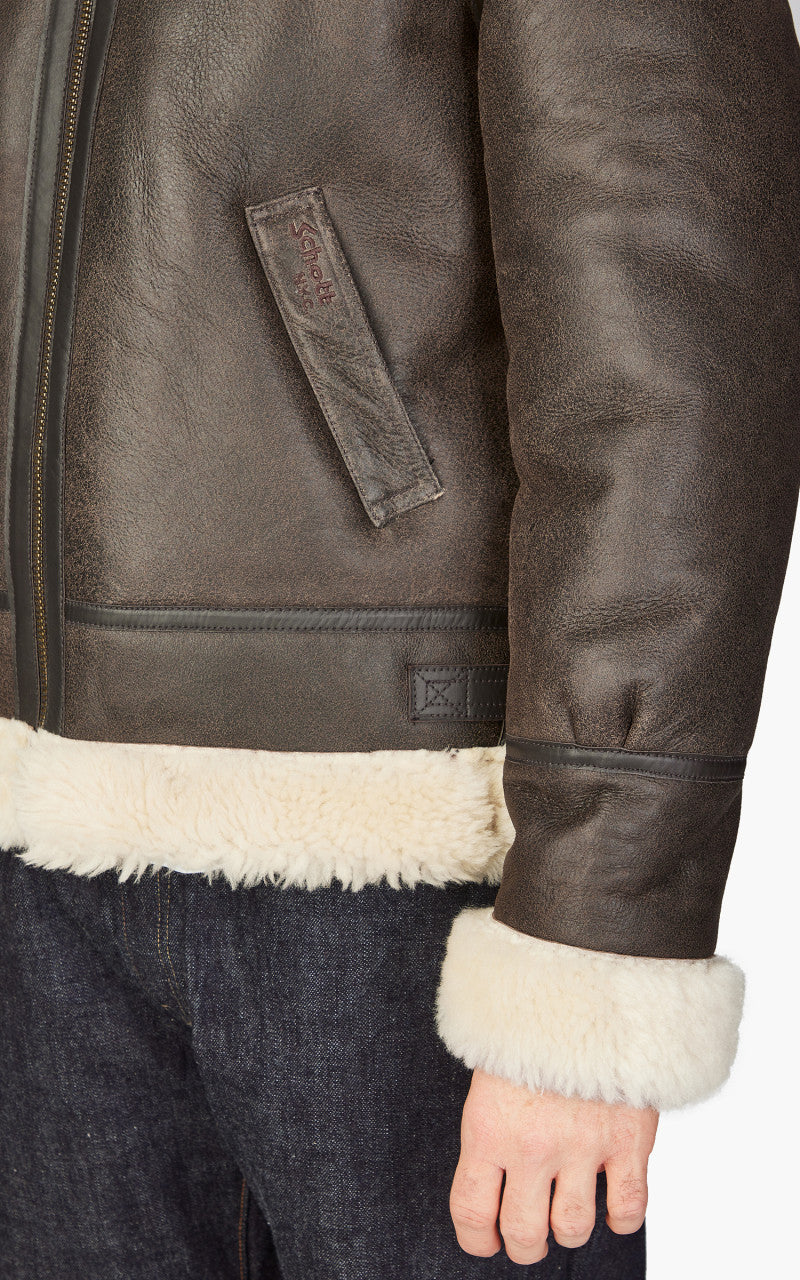 Schott NYC B-3 Bomber Jacket Sheepskin Leather Marron