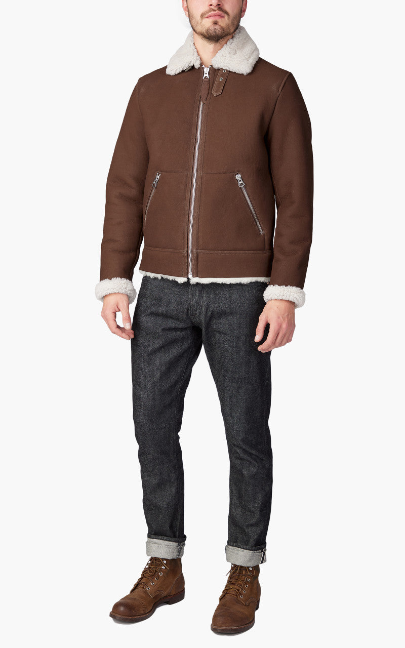 Schott NYC LCB100S Retro Dual Sided Sheepskin Jacket Brown