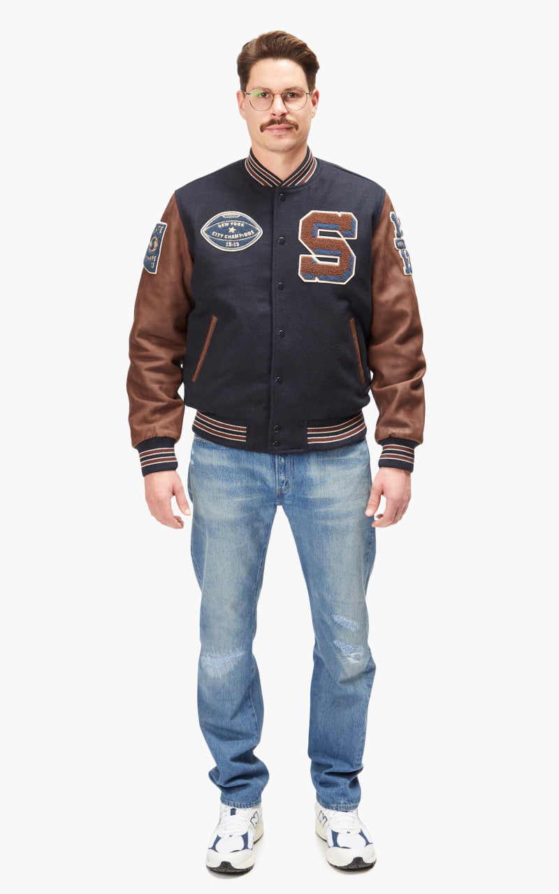 Schott NYC Varsity Jacket LCTEDDYBD2 Navy/Cordovan