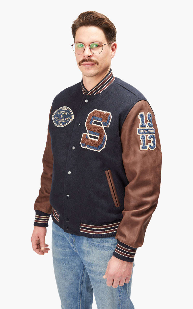Schott NYC Varsity Jacket LCTEDDYBD2 Navy/Cordovan