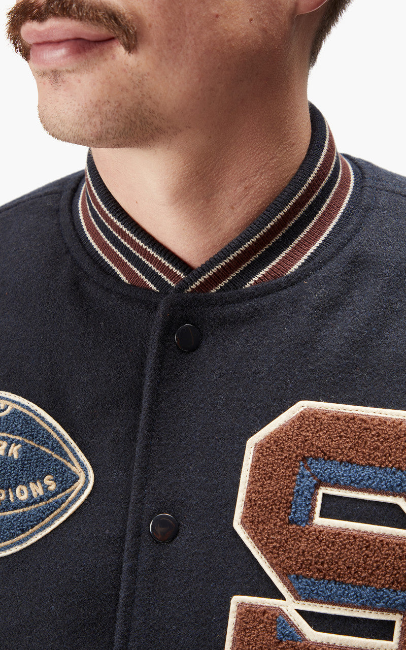 Schott NYC Varsity Jacket LCTEDDYBD2 Navy/Cordovan
