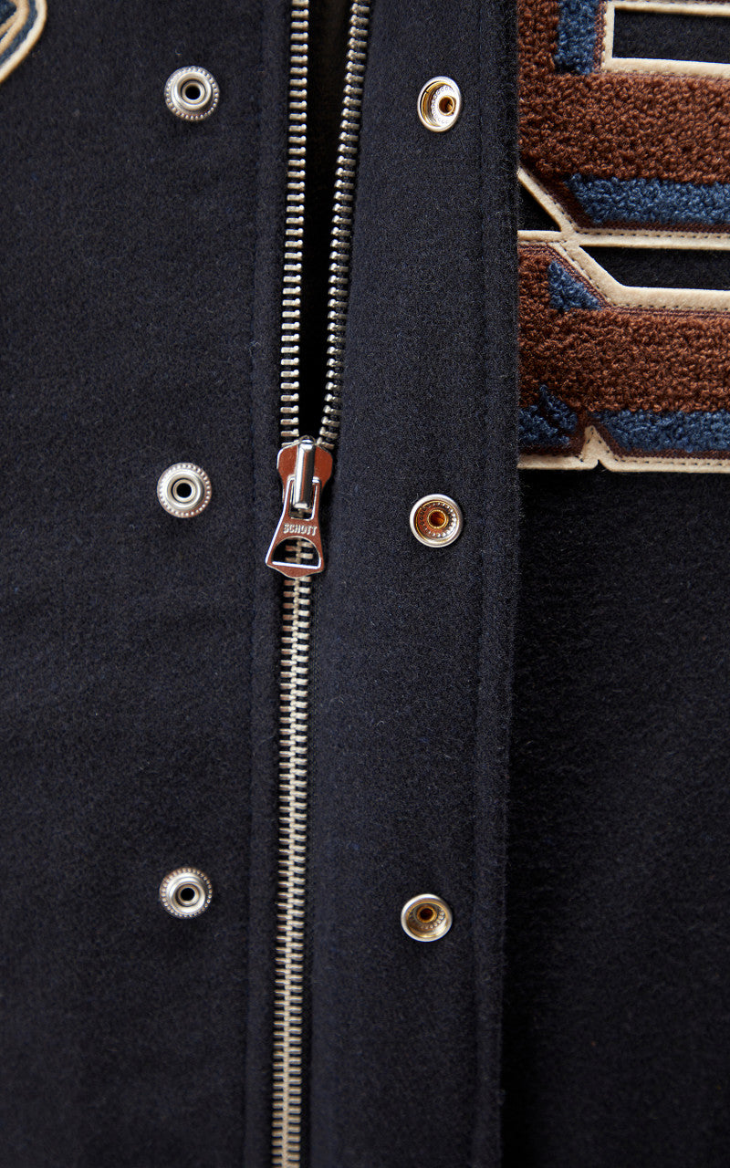 Schott NYC Varsity Jacket LCTEDDYBD2 Navy/Cordovan